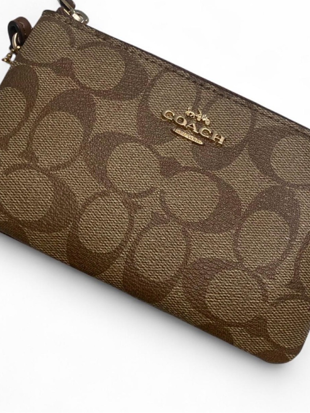 Coach Brown Signature Canvas Wristlet